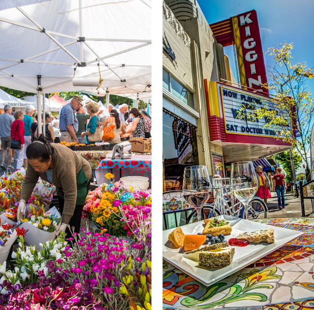 farmers market and kiggins theater